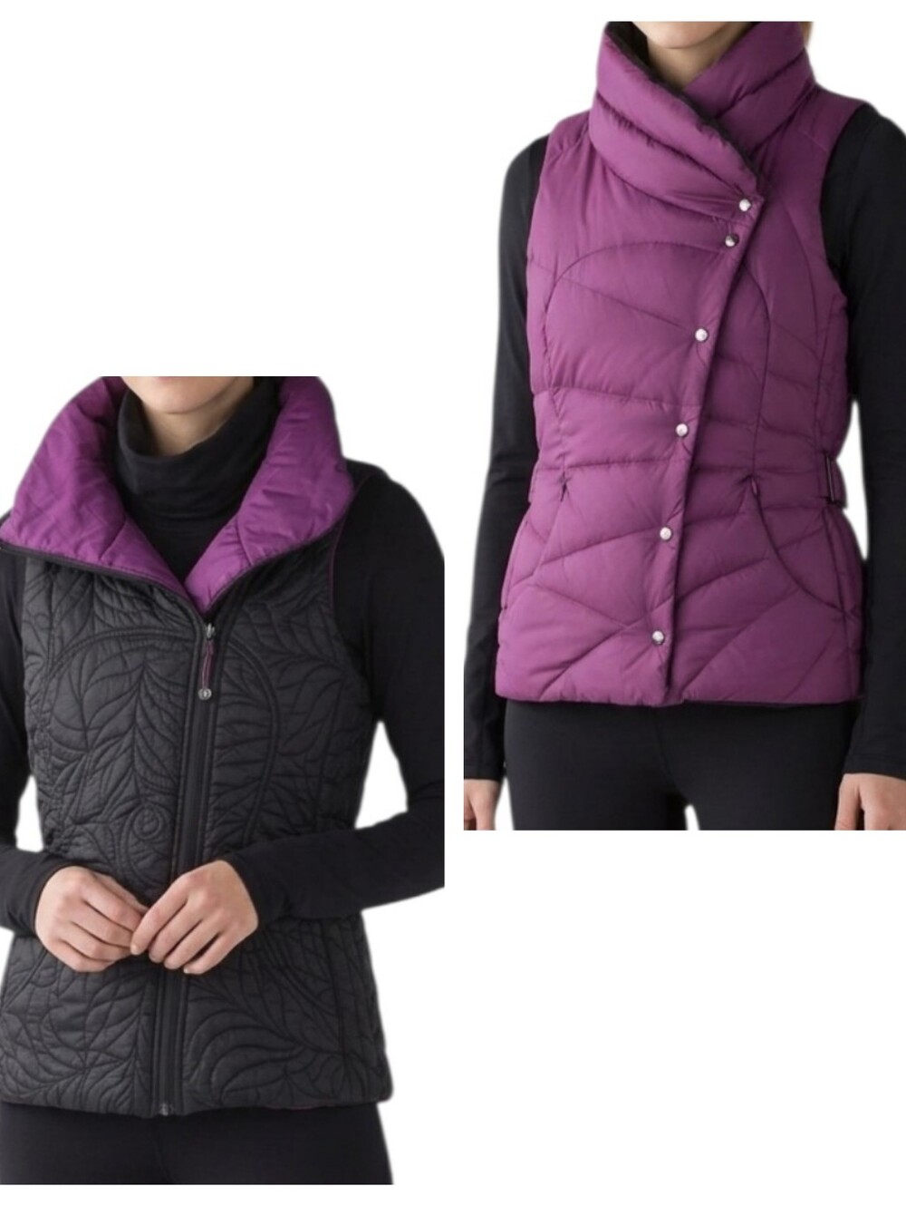 Lululemon Down With It Vest Reversible Black Purple Size 6 RARE